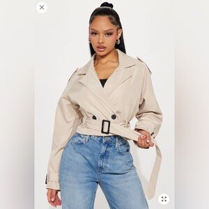 Fashion Nova Beige cropped Trench Coat